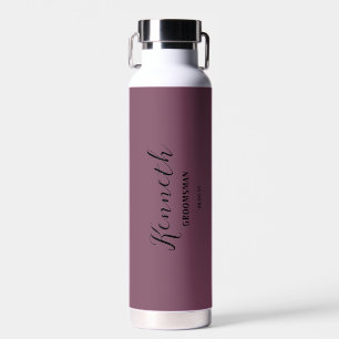 Bachelor Fuchsia Kiss and Black Modern Monogram  Water Bottle