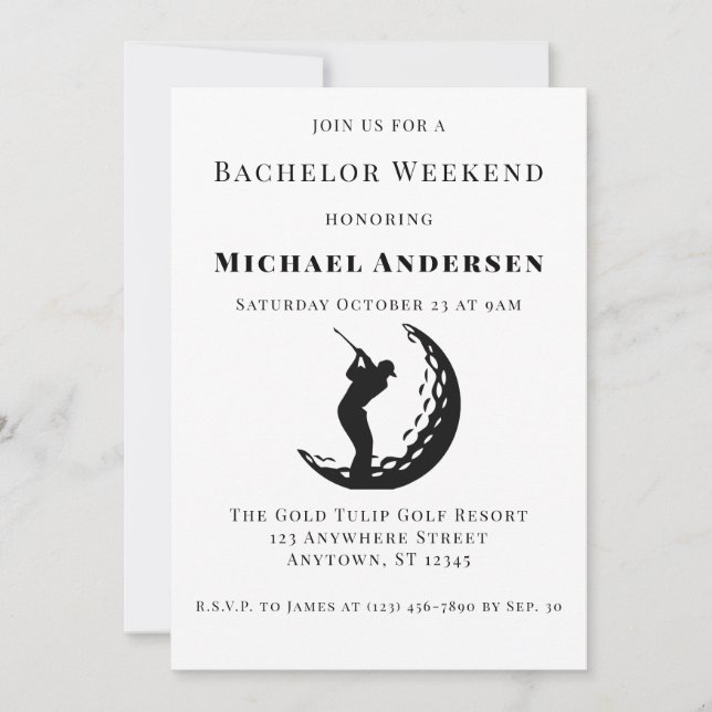 Bachelor Golf Weekend Party Invitation (Front)