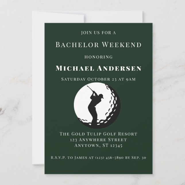 Bachelor Golf Weekend Party Invitation (Front)