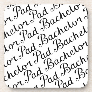 Bachelor Pad Diagonal Script Pattern B&WII Coaster