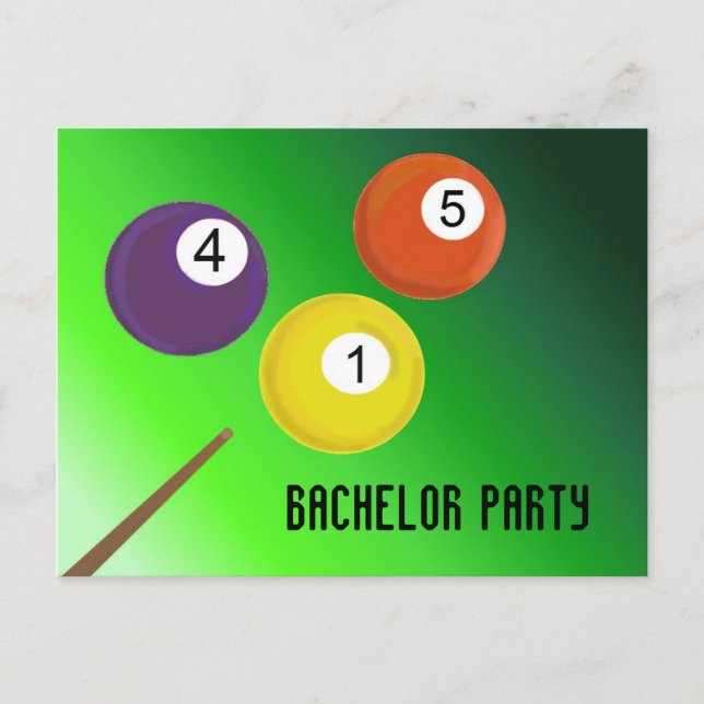 Bachelor Party Billiard Balls Invitation Postcard (Front)