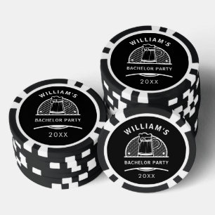 Bachelor Party Black and White Beer Poker Chips