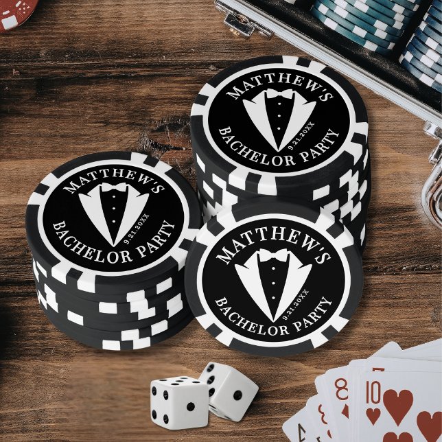 Bachelor Party Black White Tuxedo Poker Chips (Bachelor Party Black White Tuxedo Poker Chips)