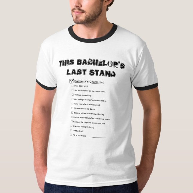 Bachelor Party Check List T-Shirt (Front)