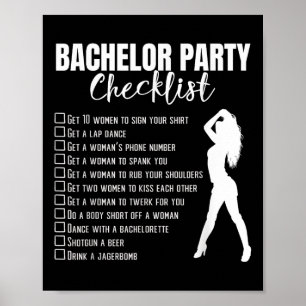 Bachelor Party Checklist Bride Groom Stag Night Pa Poster