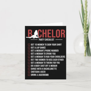 Bachelor Party Checklist Funny Groom Bachelor Part Card