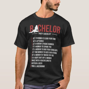 Bachelor Party Checklist Funny Groom Bachelor Part T-Shirt