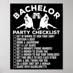 Bachelor Party Checklist Funny Groomsmen Groom Squ Poster