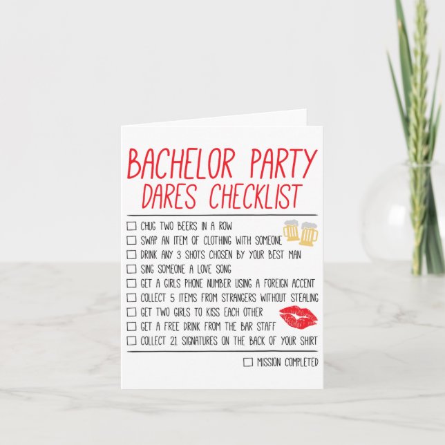 Bachelor Party Checklist Funny Wedding Groom  Card (Front)