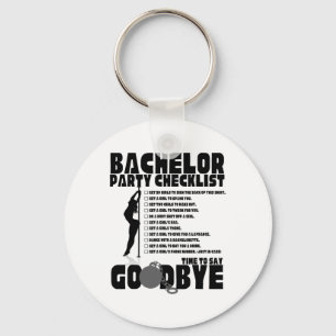Bachelor Party Checklist Stag Groom Gag Men's  Key Ring