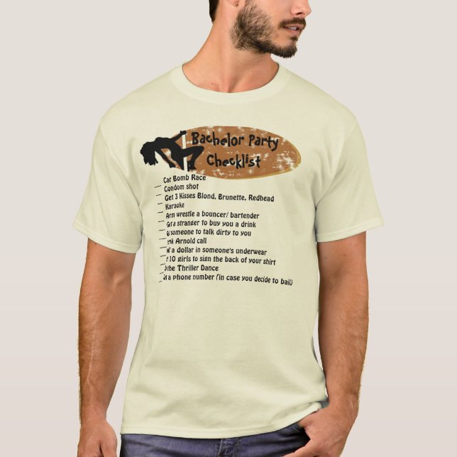 Bachelor Party Checklist T-Shirt (Front)