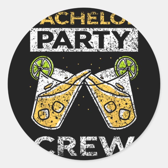 Bachelor Party Crew Bride Groom Team  Classic Round Sticker (Front)
