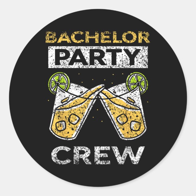Bachelor Party Crew Groom Bride Team  Classic Round Sticker (Front)