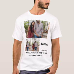 Bachelor Party custom 3 Photo Collage  T-Shirt