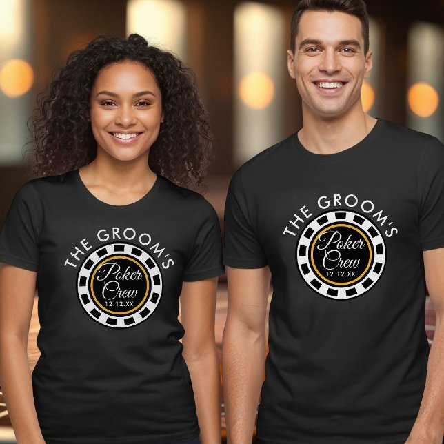 Bachelor Party Custom Groom's Poker Crew T-Shirt (Fun matching Groom's Poker Crew shirt perfect for your bachelor night poker game)