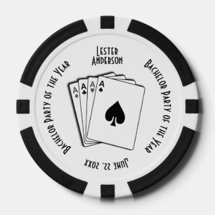 Bachelor Party Custom Memento Black and White Poker Chips