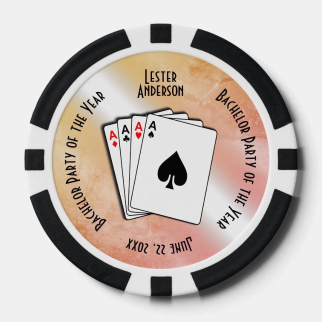 Bachelor Party Custom Memento Peach Touch  Poker Chips (Front)