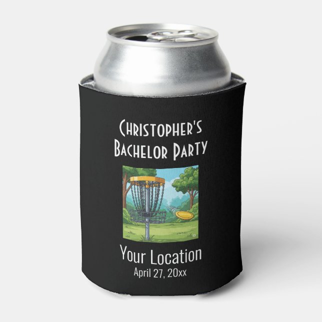 Bachelor Party Disc Golf Wedding Favour Can Cooler (Can Front)