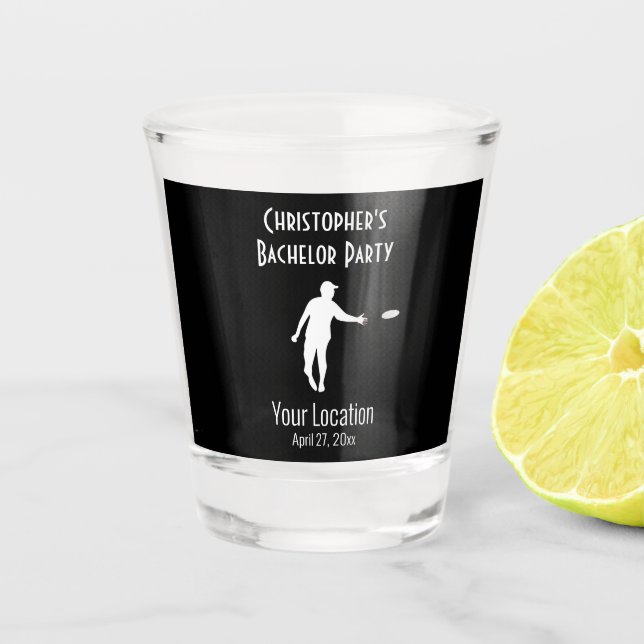 Bachelor Party Disc Golf Wedding Favour Shot Glass (Front)