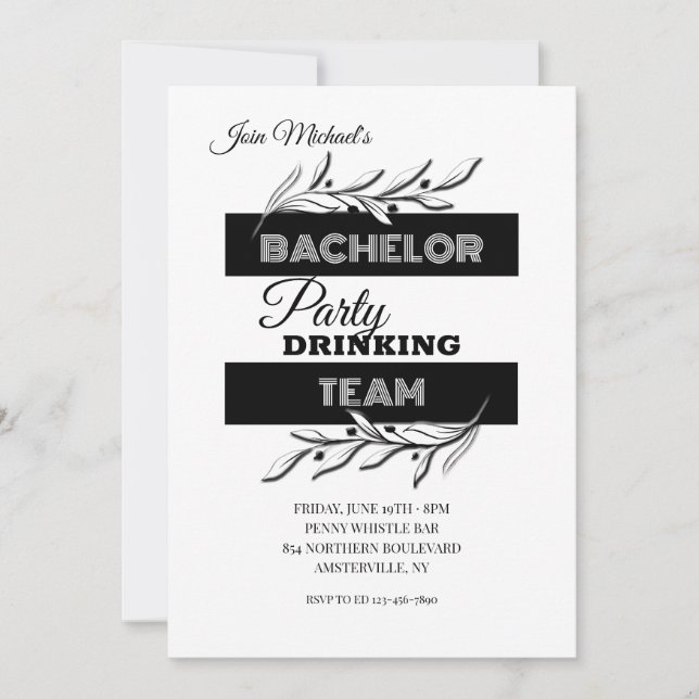 Bachelor Party Drinking Team Invitation (Front)