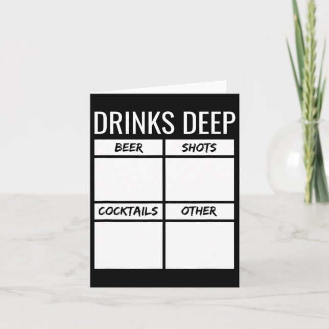 Bachelor Party Drinks Deep Drinking Tally Chart Be Card (Front)