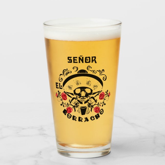 Bachelor party El Borracho Beer Glass (Front Filled)