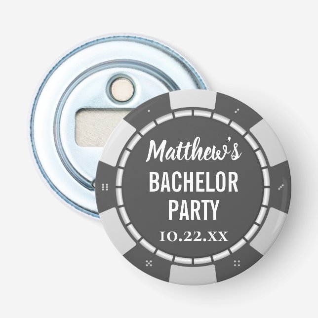 Bachelor Party Gambling Poker Chip Bottle Opener (Front)