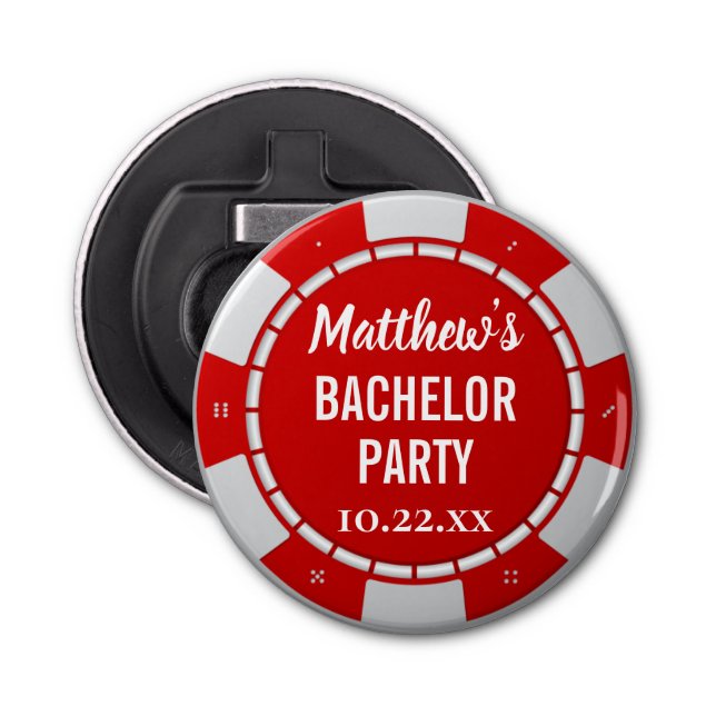 Bachelor Party Gambling Poker Chip Bottle Opener (Front)
