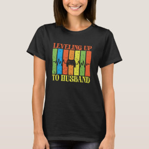 Bachelor Party Gamer Mens Levelling Up to Husband  T-Shirt
