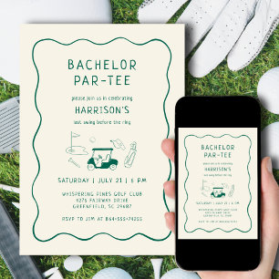 Bachelor Party Golf Theme Minimal Green Invitation
