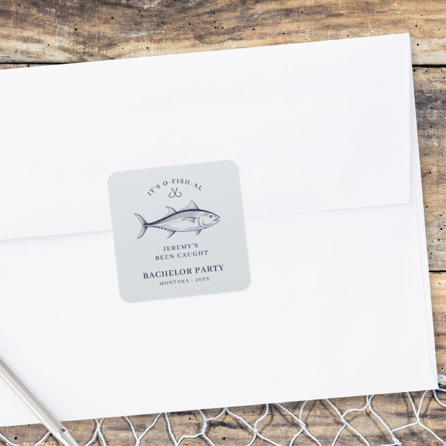 Bachelor Party Groom Fishing Trip  Square Sticker (Creator Uploaded)