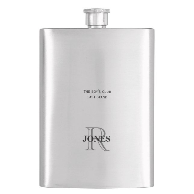 Bachelor Party Groom Flask Monogram Funny Gift (Front)