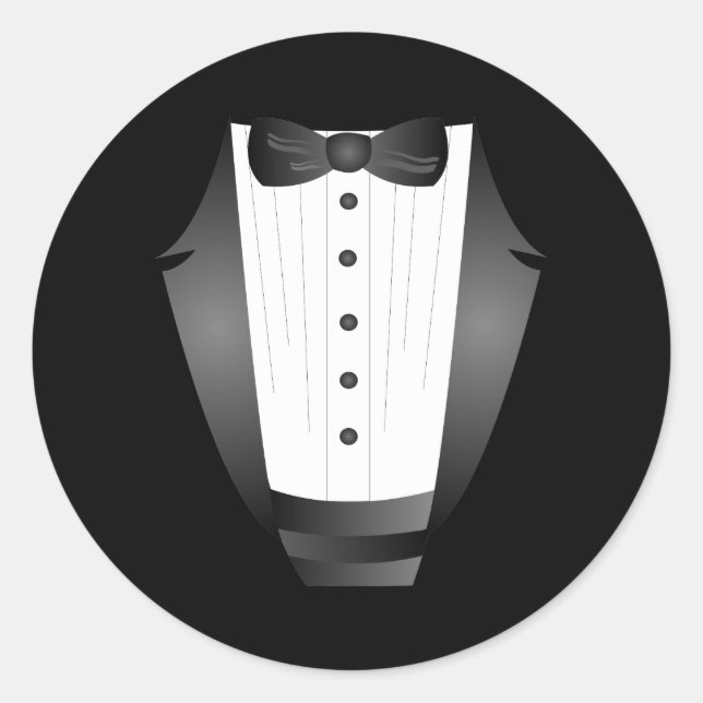 Bachelor Party Groomsman Team Groom black tuxedo Classic Round Sticker (Front)