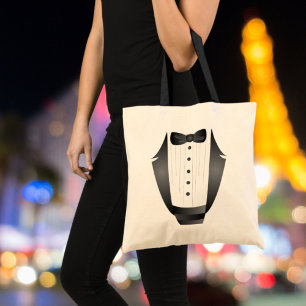 Bachelor Party Groomsman Team Groom black tuxedo Tote Bag