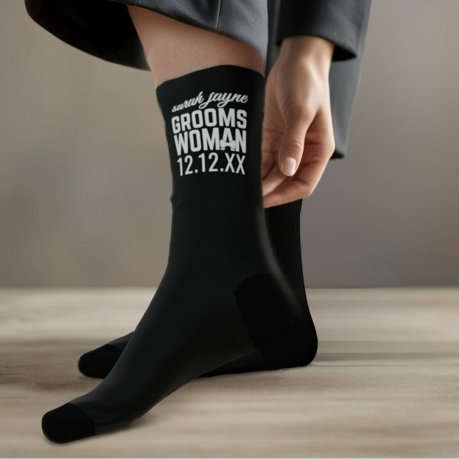 Bachelor Party Groomswoman Proposal Black Socks (Groomswoman Socks will not be the socks she'll be expecting but the socks she'll say yes to)