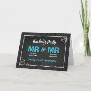 Bachelor Party Invitation Mr and Mr Black Damask