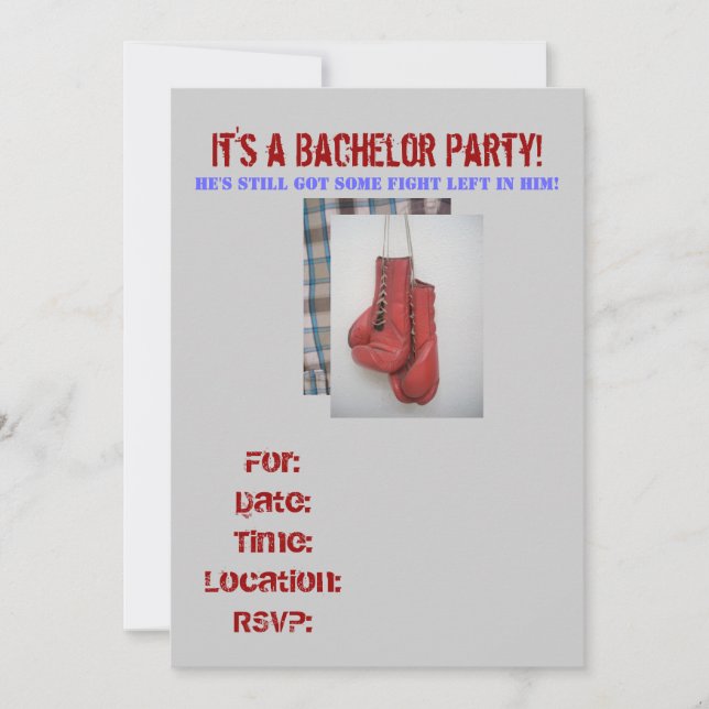Bachelor Party Invitations Fight left , Boxing Glo (Front)