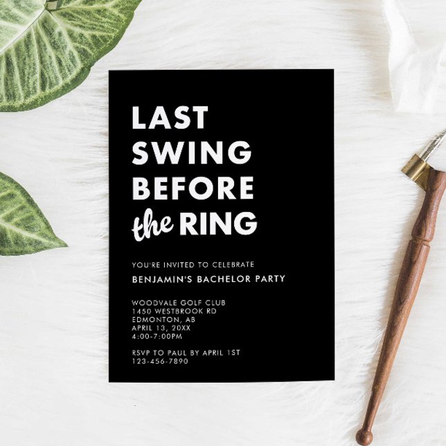 Bachelor Party Last Swing Before the Ring Minimal Invitation (Creator Uploaded)