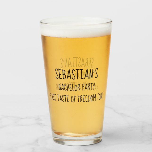 Bachelor Party Last Taste of Freedom Tour Humour Glass (Front Filled)
