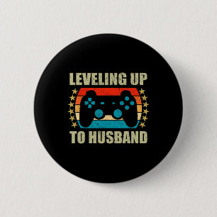 Bachelor Party Levelling Up To Husband Groom Gamin 6 Cm Round Badge