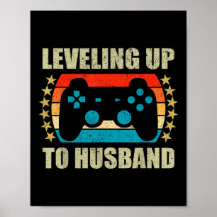 Bachelor Party Levelling Up To Husband Groom Gamin Poster