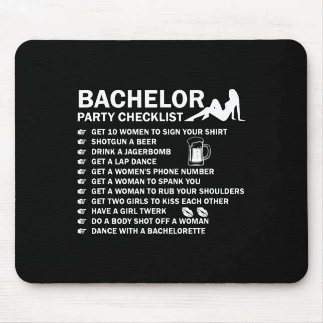 Bachelor Party Men Naughty Checklist Getting Marri Mouse Pad (Front)
