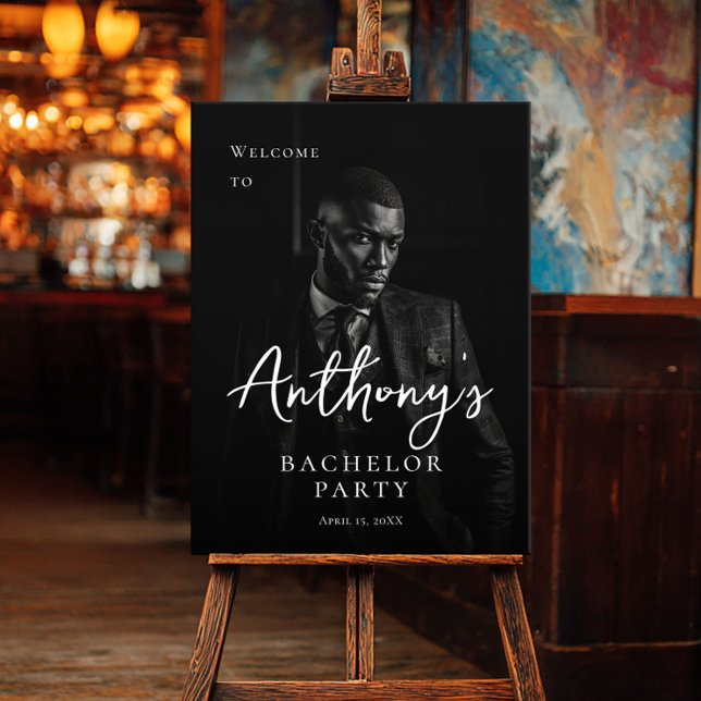 Bachelor party modern stylish photo welcome poster (Creator Uploaded)