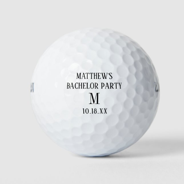 Bachelor Party Monogram Initial Wedding Favour Golf Balls (Front)