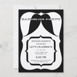 Bachelor Party Mr. Right Moustache Retro Hipster Invitation