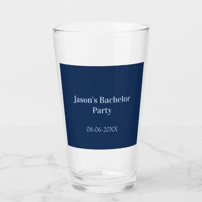 Bachelor party name date simple minimal best man  glass (Front)