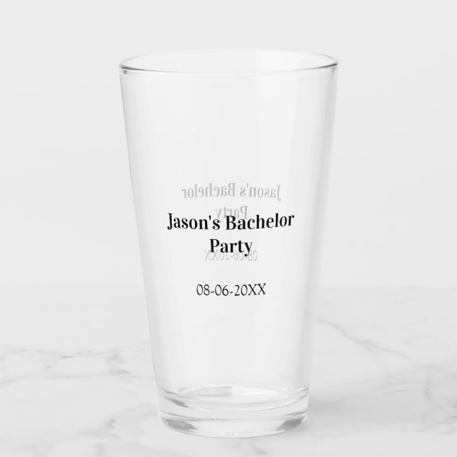 Bachelor party name date simple minimal best man  glass (Front)
