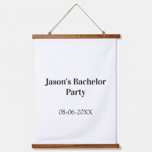 Bachelor party name date simple minimal best man hanging tapestry