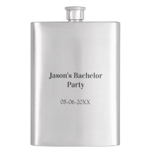Bachelor party name date simple minimal best man hip flask