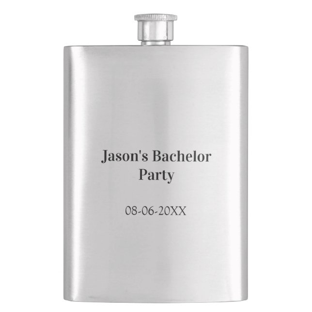 Bachelor party name date simple minimal best man  hip flask (Front)